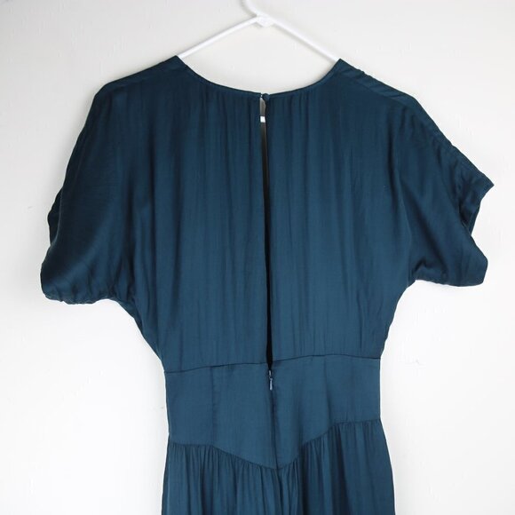 Tularosa Whitley Teal Satin Short Sleeve Flowy Wide Leg Jumpsuit Size XS - Picture 12 of 12